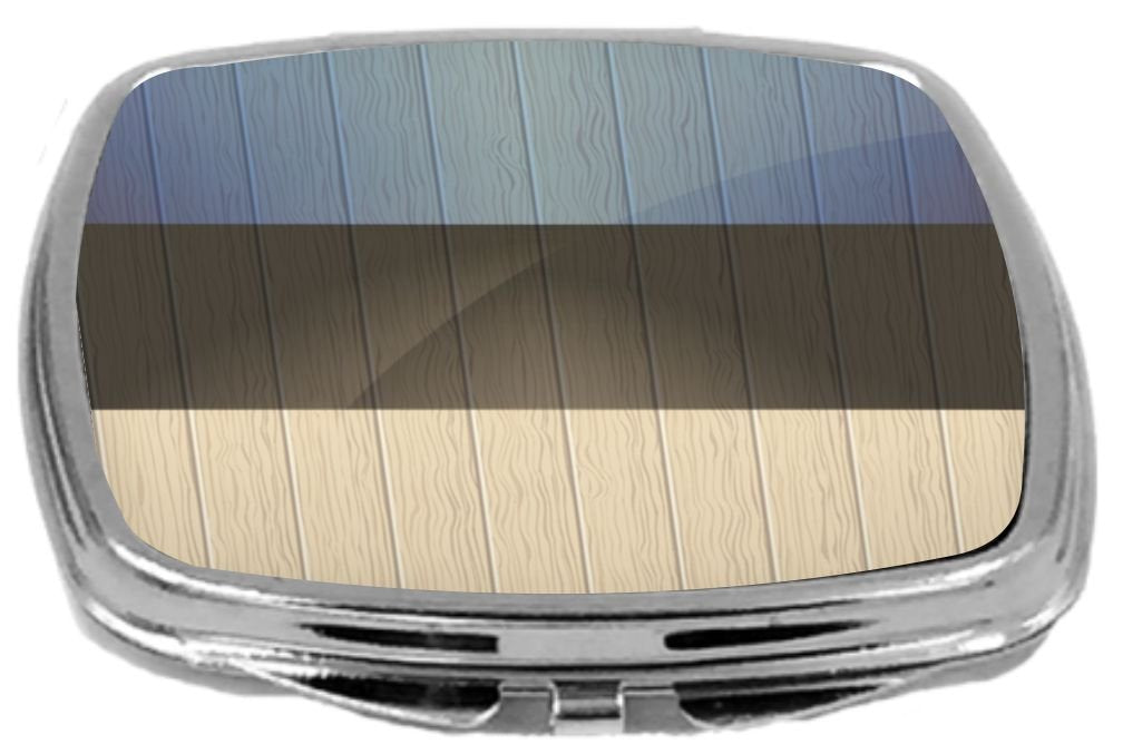 Rikki Knight Compact Mirror on Distressed Wood Design, Estonia Flag, 3 Ounce