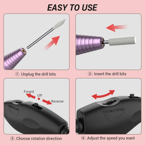 AIRSEE Portable Electric Nail Drill Professional Efile Nail Drill Kit For Acrylic Shape Tools with 11Pcs Nail Drill Bits and 56 Sanding Bands with 7 Pieces Tungsten Carbide Electric Nail Drill Bits