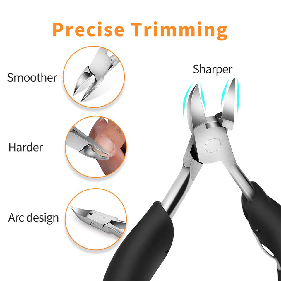 Toe Nail Clippers for Thick Ingrown Toenails, Heavy Duty Podiatrist Toenail Clipper with Easy Grip Handle, Stainless Steel Nails Scissors for Seniors, Men, Adults (Included One Nail File)