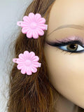 Tara Girls Self Hinge Plastic Flower Hair Barrettes 18 Pieces Selection (Light Pink)