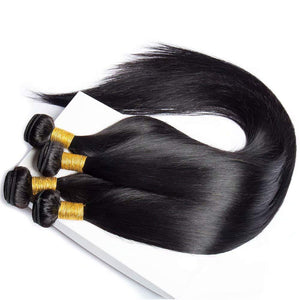 Maxine Brazilian Long Silky Straight Virgin Human Hair 3 Bundles 34 36 38 Inch 100% Unprocessed Hair Weave Bundles Extensions Deals 10a Natural Color