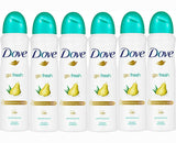 Dove spray 6 Pack Dove Go Fresh Pear & Aloe Antiperspirant Deodorant Spray, 150ml each