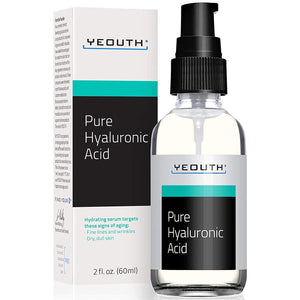 YEOUTH Hyaluronic Acid Serum for Face - 100% Pure Hyaluronic Acid - Restore Healthy Moisture Levels, Plump & Minimize Fine Lines & Wrinkles (2 oz)