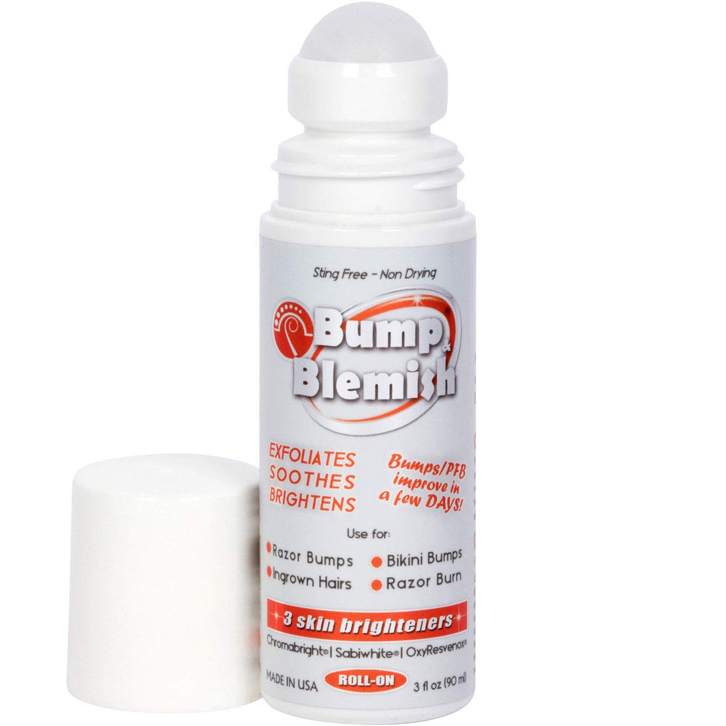 BUMP & BLEMISH 90 ML LARGER ROLL-ON CHROME FORMULA Solution for all hair removal complications: razor bumps (PFB), razor burn, ingrown hairs & the complications they leave behind