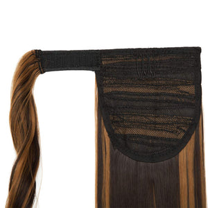 Wrap Around Ponytail Hair Extension One Piece Magic Paste Hairpiece Synthetic Straight Curly(23"Straight, 4AP27A)