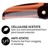 ZEUS Folding Mustache Comb, Handmade Saw-Cut Best Moustache Pocket Comb (Traditional) - K11