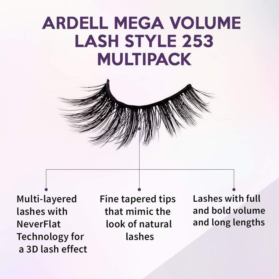Ardell False Eyelashes Mega Volume 253, 2 packs (4 pairs per pack)