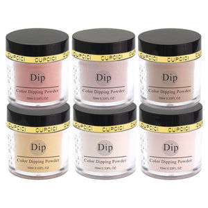CUPCICI Dipping Powder Kit 3 in 1 for Dip Nails Design Builder Powder with 6 Color 10 Ml No Liquid Primer UV Light(Nude)