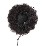 Afro Puff Ponytail Hair Bun Extension Chignon Hairpiece With Drawstring Afro Kinky Curly Wrap Messy Updo Synthetic For American African Black Women(8inch, 1pcs dark brown)