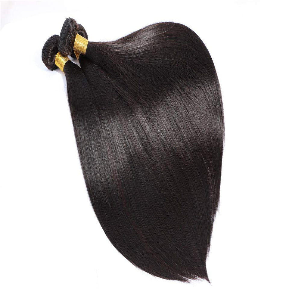 Brazilian Hair Straight 1 Bundle 20 inches 8A Grade 100% Unprocessed Virgin Straight Human Hair 1 Bundle 100g Weave Extensions Natural Color (20")