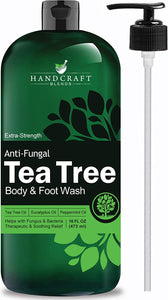 Handcraft Tea Tree Oil Body Wash and Foot Wash – HUGE 16 OZ - Extra Strength Professional Grade – Helps Soothe Athlete Foot, Body Itch, Jock Itch and Eczema - Packaging May Vary