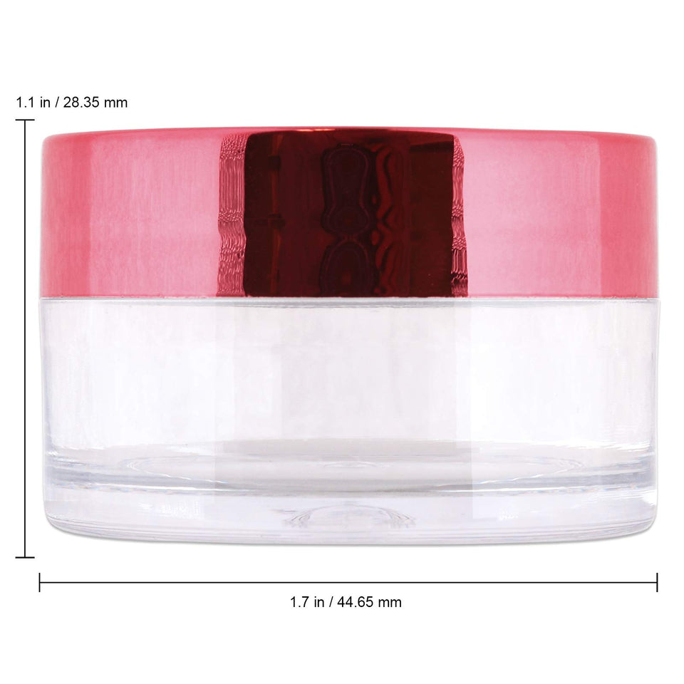 Beauticom 20g/20ml USA Acrylic Round Clear Jars with Lids for Lip Balms, Creams, Make Up, Cosmetics, Samples, Ointments and other Beauty Products (48 Pieces, Rose Gold Lid (Flat Top))