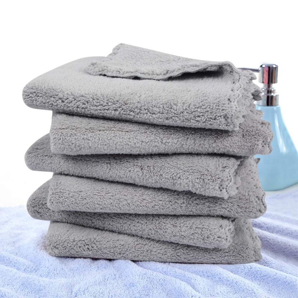 SUNLAND Microfiber Face Makeup Remover Cloth Reusable Facial Cleansing Towel Ultra Soft Face Washcloth 11inchx 11inch (6pack, Grey)