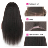Nadula Brazilian Yaki Kinky Straight Wig 150% Density Free Part 13×4 Lace Front Remy hair wigs 8-24 Inch Natural Color Lace Front Human Hair Wigs (12inch)