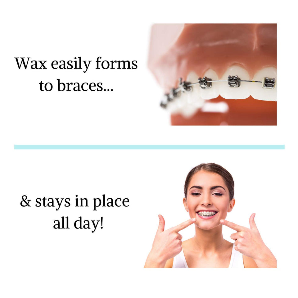 Braces Wax,10 Pack. Dental Wax for Braces. Unscented & Flavorless - Premium Orthodontic Wax for Braces.10 Pack- 50 Total Wax Strips, FREE Storage Case. Food Grade Brace Wax.