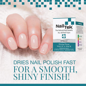Nail Tek 10-Speed, Fast-Drying, Quick Setting, Non-Greasy Nail Polish Drying Drops for All Nail Types, 0.5 oz, Value 4-Pack