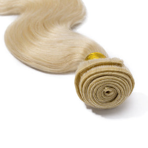 #60 Platinum Blonde Human Hair 3 Bundles 300g Body Wave Unprocessed Brazilian Virgin Human Hair Sew in Extensions for Women Wavy Curly Hair Weave 20"
