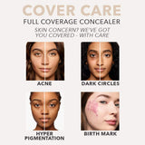 Dermablend Cover Care Concealer, Full Coverage Concealer Makeup and Corrector for Under Eye Dark Circles, Acne & Blemishes, 24-Hr Hydration, Matte Finish, XL Applicator