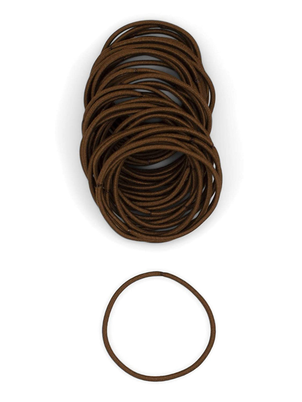 Heliums Medium Brown Thin 2mm Hair Elastics, Color Match Hair Ties for Fine Hair, 1.75 Inch Standard Size - 40 Count
