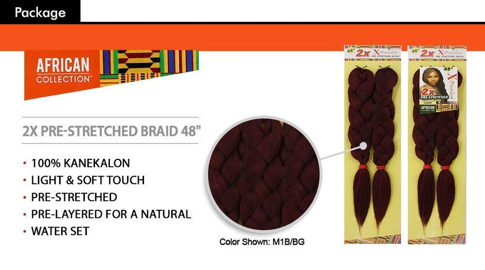 MULTI PACK DEALS! Sensationnel Synthetic Hair Braids XPRESSION 2X Pre-Stretched Braid 48" (3-PACK, SM1B/350)