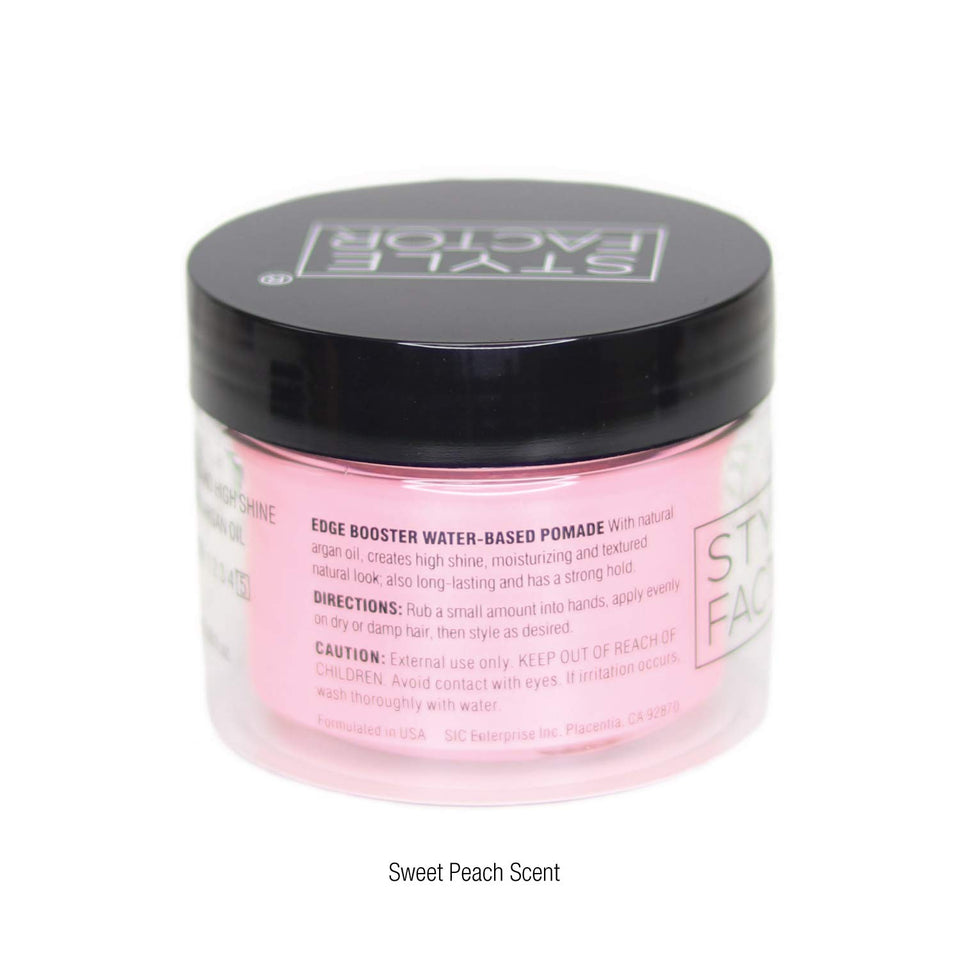 Style Factor Edge Booster Strong Hold Water-Based Pomade - Super Shine & Moisture 3.38oz (SWEET PEACH)