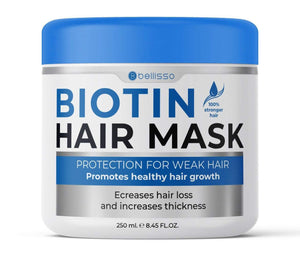 Bellisso Biotin Hair Conditioner Mask with Argan Oil for Dry Damaged Hair - Deep Treatment - Split End Moisturizer, Hydrating Conditioning Product