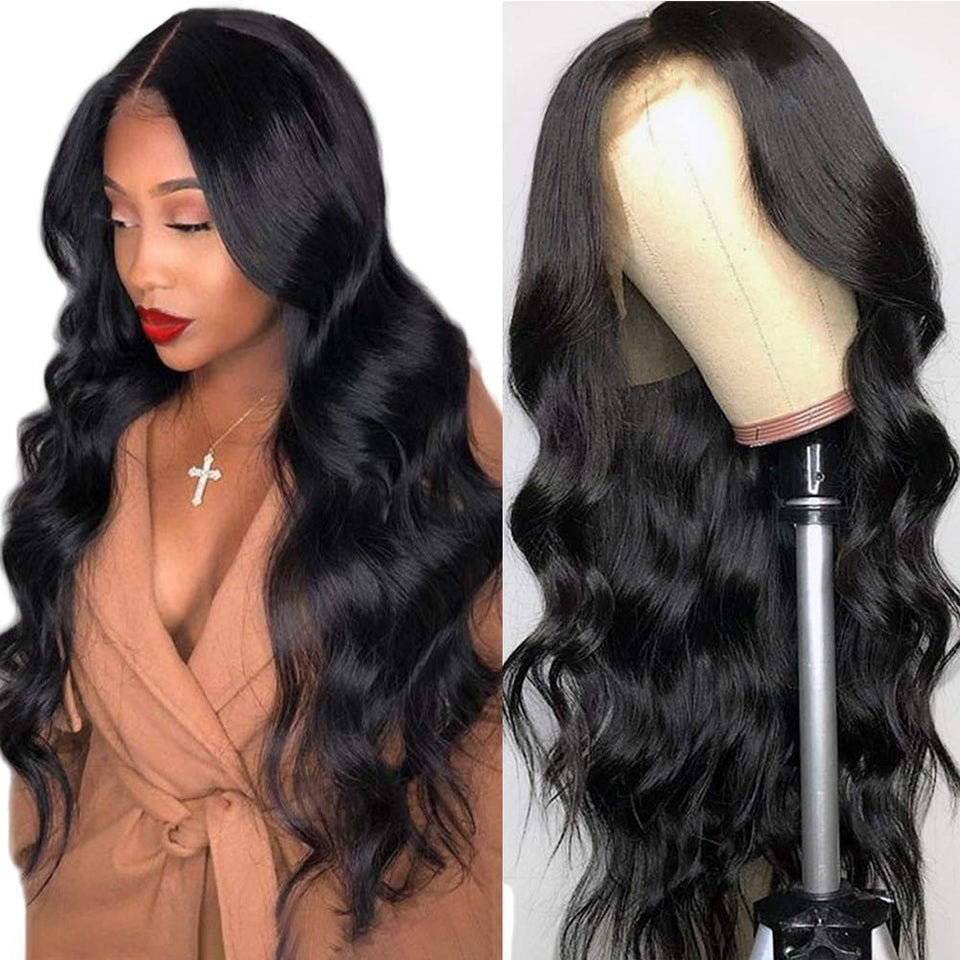 Lace Front Human Hair Wigs for Women Pre Plucked Hairline 220% Denisty Brazilian Body Wave Lace Front Wigs with Baby Hair Natural Color … … (24inch, 220% Denisty)