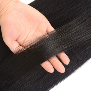 18 inches Clip in Hair Extensions Remy Human Hair - 7pcs 120g Silky Straight Thick 100% Real Black Human Hairpieces Clip on for Women Beauty #1 Color