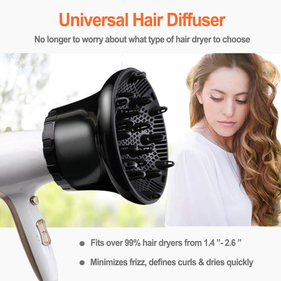 Universal Hair Diffuser, Hair Dryer Diffuser Attachment for Curly and Natural Wavy Hair, Professional Blow Dryer Diffuser, Adjustable from 1.4 Inch to 2.6 Inch