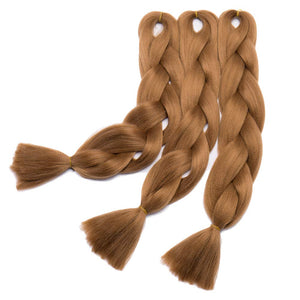 24 Inch Ombre Jumbo Braiding Hair Extensions Jumbo Braid Hair Ombre Long Jumbo Braids For Box Twist Braid Crochet Hair High Temperature Fiber 3 Tone Colored ( 5 Bundles, Light Auburn )