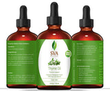 SVA Organics Thyme Essential Oil 4 Oz with Dropper 100% Pure Natural Premium Therapeutic Grade Oil for Skin Care, Hair Care, Body Massage & Aromatherapy