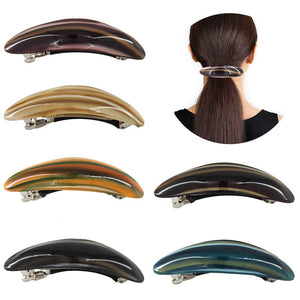 Yeshan Women Barrettes for thick hair with Tortoise Shell Strip colors Acrylic French Hair clips for Ladies,Pack of 6
