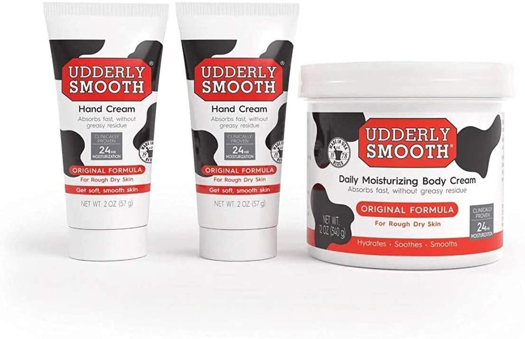 UDDERLY SMOOTH NonGreasy Hand and Body Moisturizer Cream Bundle 1 Kit, 3 Count