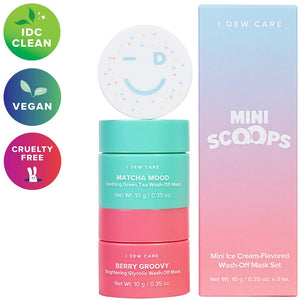 I DEW CARE Mini Scoops | Wash Off Face Mask Skin Care Trio | Korean Skin Care Starter Set | Self Care Gifts for Women | Facial Treatment, Vegan, Cruelty-free, Paraben-free
