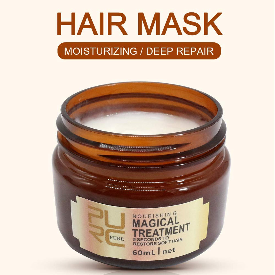 Magical Hair Treatment Mask, Advanced Molecular Hair Roots Treatment Professtional Hair Conditioner, 5 Seconds to Restore Soft Hair, Instantly Service the Dry and Rough Hair Ends-60ml