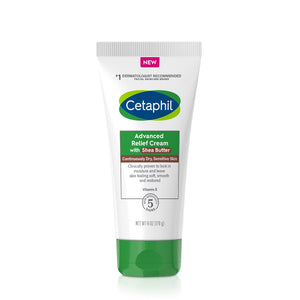CETAPHIL Advanced Relief Cream with Shea Butter | 6 oz | For Continuously Dry, Sensitive Skin | 48 Hour Hydration | All Skin Tones & Types | Hypoallergenic | Fragrance Free | Dermatologist Recommended