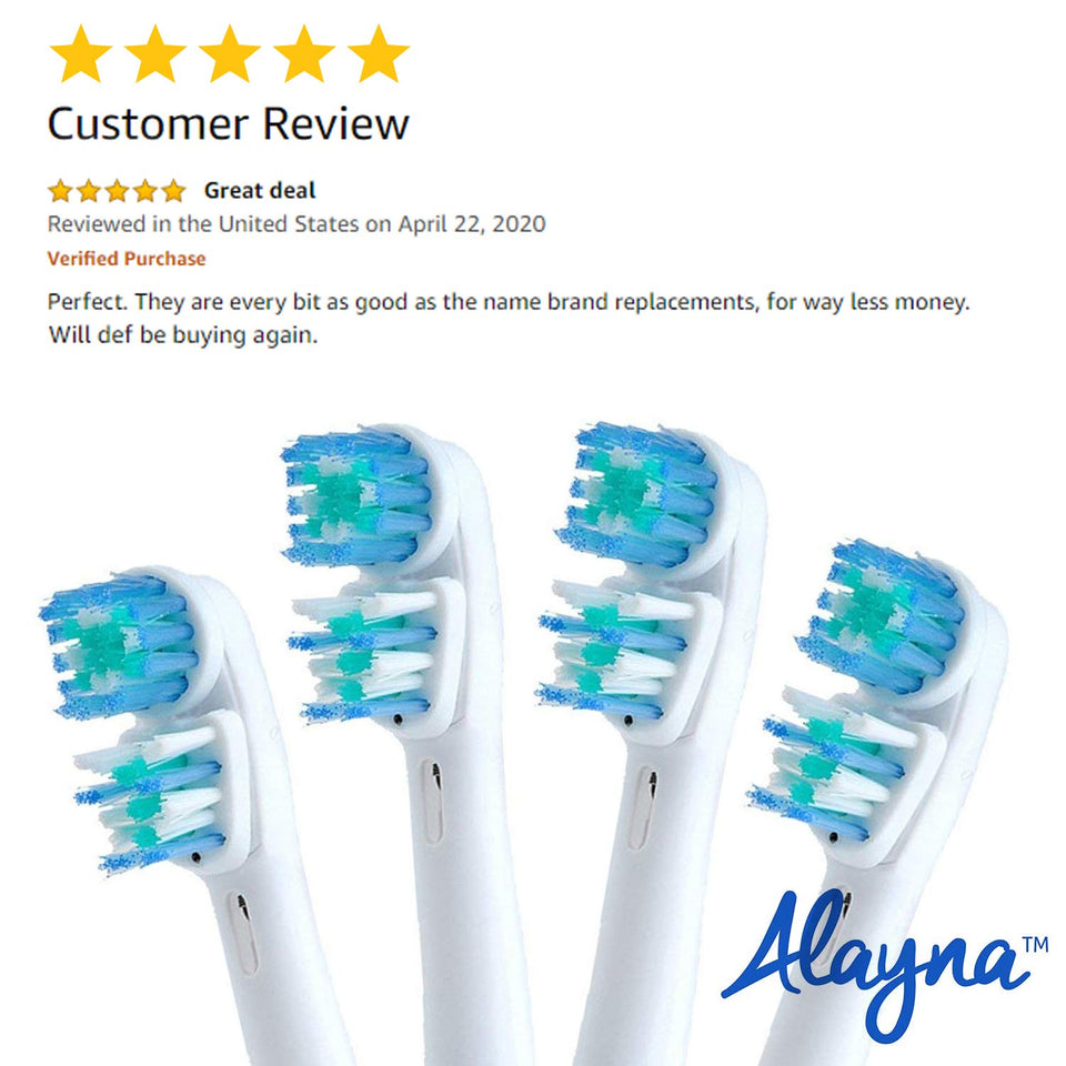 Replacement Brush Heads Compatible with OralB Braun- Best Double Clean, Pack of 4 Electric Toothbrush Replacement Heads- for Oral B Pro, 1000, 8000, 9000, Sonic, Adults, Kids, Vitality, Dual Plus!