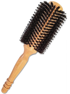High-Density Boars Roller Brush Wood Large Barrel (1.4" Core, 2.8" with Bristles) for Blow-drying, Straightening, Volumizing Thin or Fine Long Hair