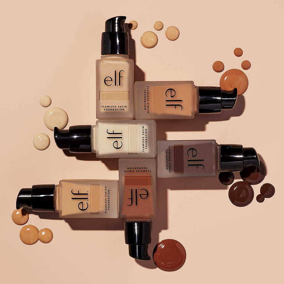 e.l.f, Flawless Finish Foundation, Lightweight, Oil-free formula, Full Coverage, Blends Naturally, Restores Uneven Skin Textures and Tones, Cinnamon, Semi-Matte, SPF 15, All-Day Wear, 0.68 Fl Oz
