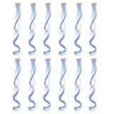 SWACC 12 Pcs Curly Wavy One Color Party Highlights Clip on in Hair Extensions Colored Hair Streak Synthetic Hairpieces (Dull Blue)