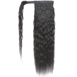 Corn Wave Ponytail Human Hair Extension Black Color Brazilian Hair Clip in Wrap Around Corn Wave Human Hair Ponytail 10A Grade Ponytail Hair Full Thick Bouncy Hair 130 Gram 16 Inch