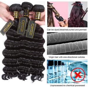 QTHAIR 10A Grade Brazilian Loose Deep Wave Human Hair Bundles16 18 20inch Natural Black Color Brazilian Virgin Human Hair Extensions