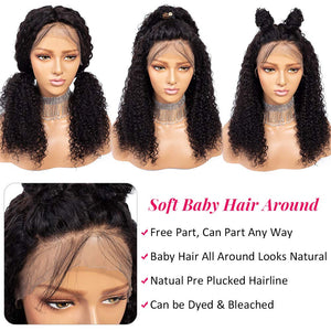 Subella 13x4inch Lace Front Wigs Human Hair Pre Plucked Hairline 150% Density Glueless Brazilian Curly Human Hair Wigs with Baby Hair for Black Women (22inch)