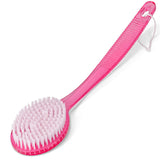DecorRack Bath Brush with Bristles, Long Handle for Exfoliating Back, Body, and Feet, Bath and Shower Scrubber, Pink (1 pack)