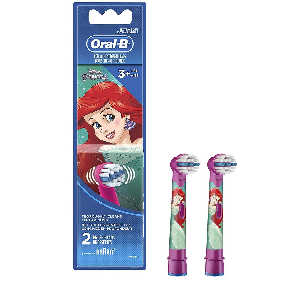 Oral-B Kids Extra Soft Replacement Brush Heads featuring Disney Princesses, Ages 3+, 2 count