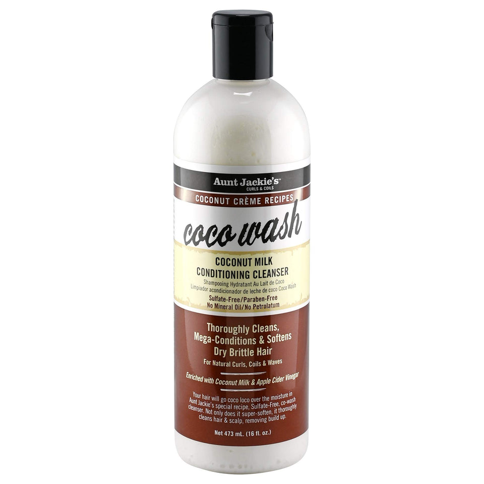 Aunt Jackie's Coconut Crème Recipes Coco Wash Hair Conditioning Cleanser, Cleans, Conditions and Softens Dry Brittle Curly Hair, 16 oz