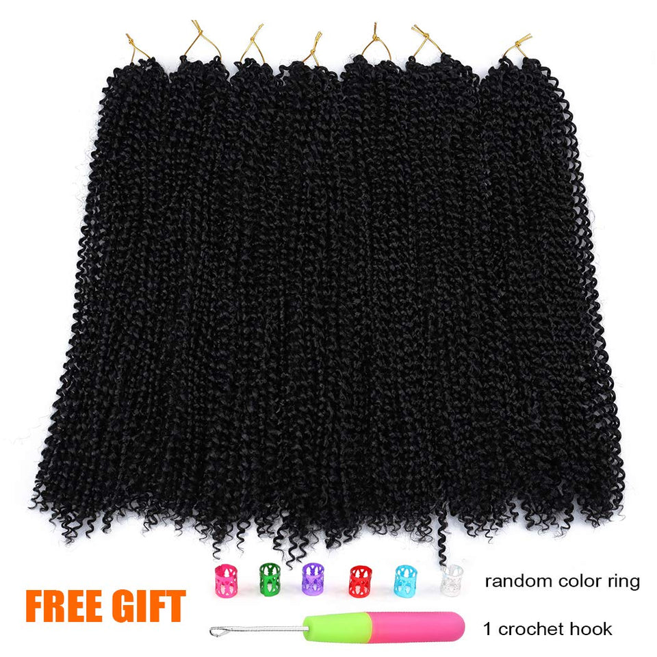 7 Packs Passion Twist Hair 22 Inch Water Wave Synthetic Braids for Passion Twist Crochet Braiding Hair Goddess Locs Long Bohemian Curl Hair Extensions (22Strands/Pack, 1B#)