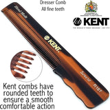 Kent R18T Handmade All Fine Tooth Pocket Comb for Men, Hair Comb Straightener for Everyday Grooming Styling Hair, Mustache and Beard, Use Dry or with Balms, Saw Cut and Hand Polished, Made in England