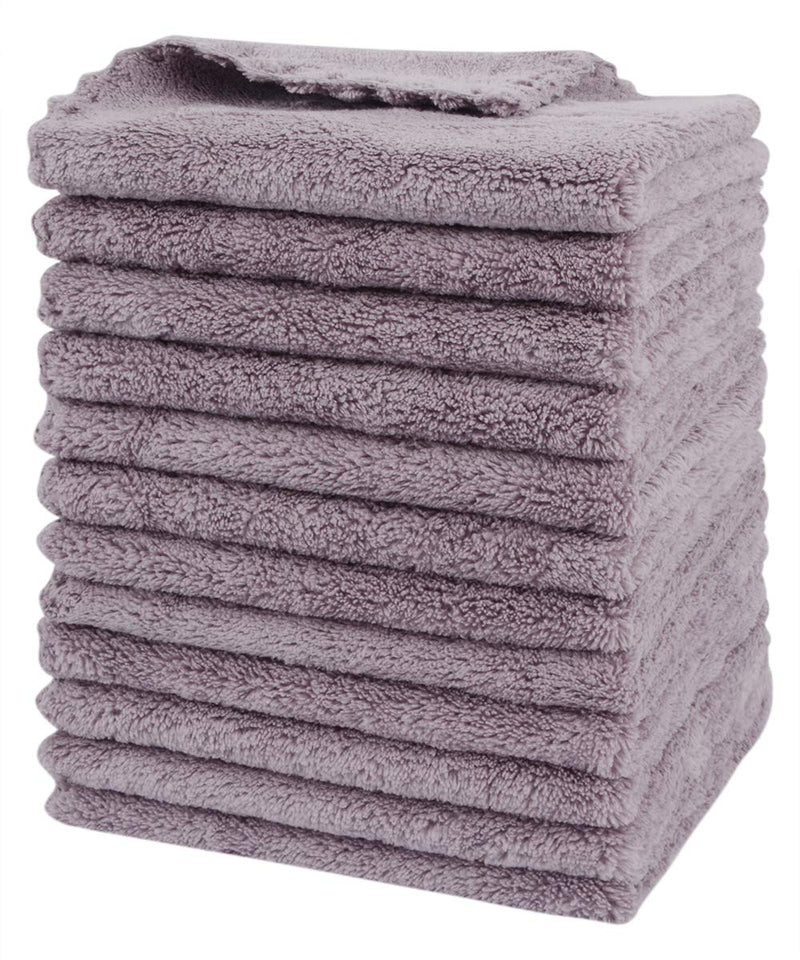 SUNLAND Microfiber Face Makeup Remover Cloth Reusable Facial Cleansing Towel Ultra Soft Face Washcloth 11inchx 11inch (12pack, dpurple)