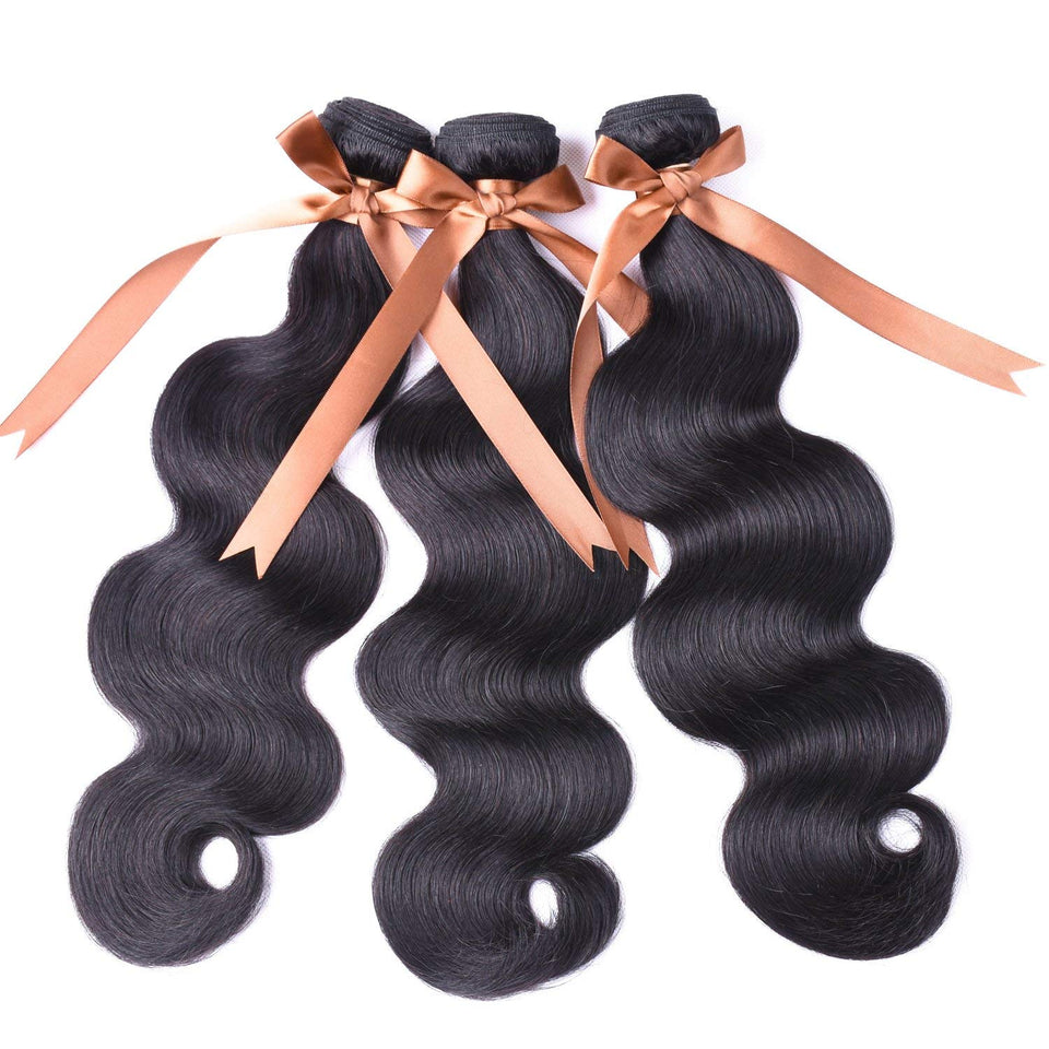ALLRUN Body Wave 3 Bundles with Lace Closure Brazilian Human Hair Bundles With Closure Body Wave Unprocessed Virgin Hair Natural Color(16 18 20+14 Closure)